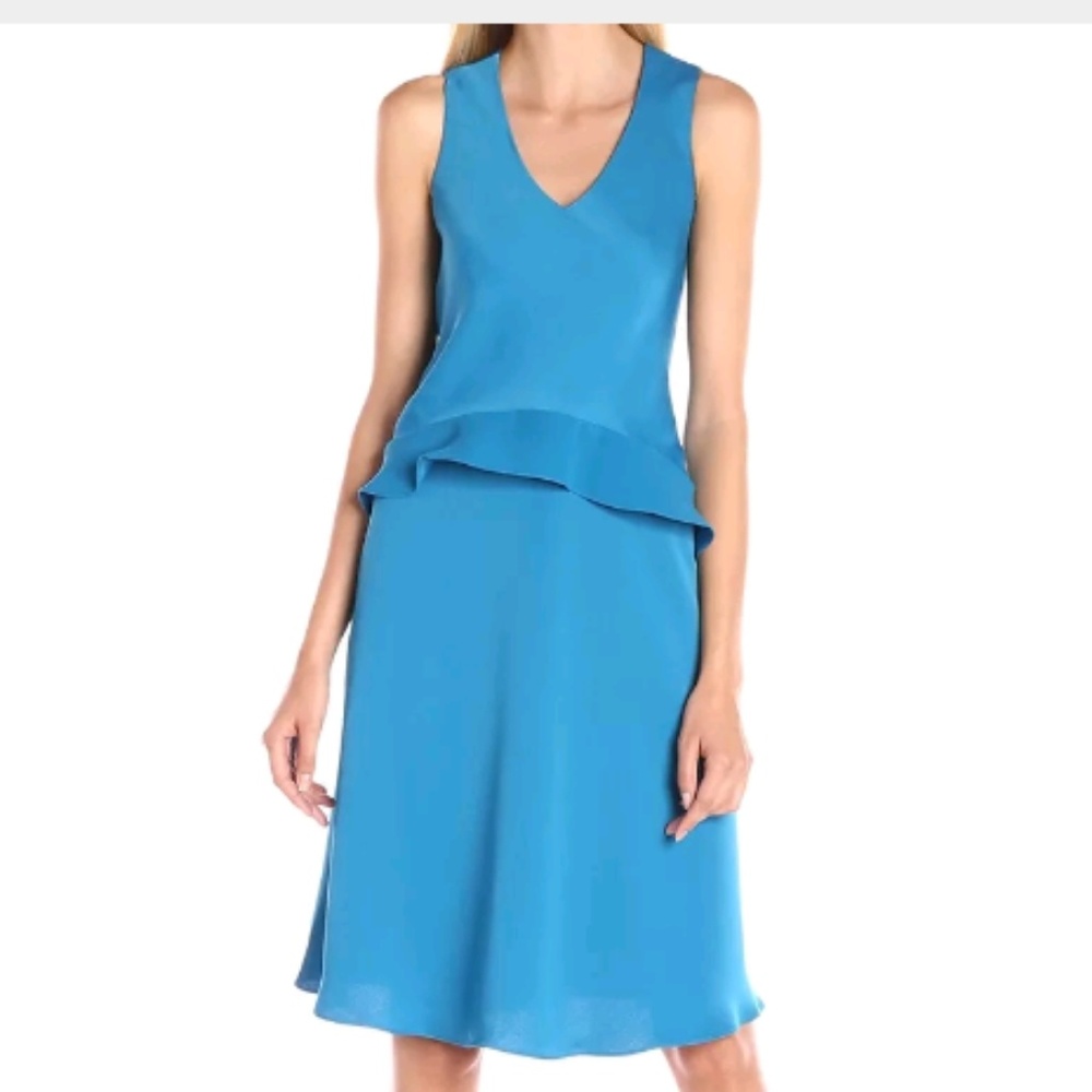 NWT ELLEN TRACY Gorgeous asymmetrical peplum top dress - Picture 6 of 7